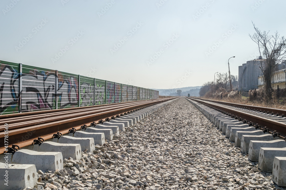 A new railway has been installed in Petrovaradin. Vojvodina, Novi Sad, Serbia. A new railway has been installed in Petrovaradin. Vojvodina, Novi Sad, Serbia.