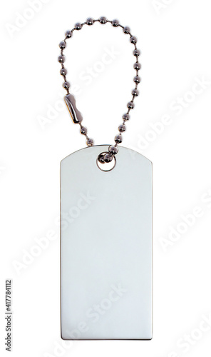 Silver Tag or Charm or Label isolated on white background