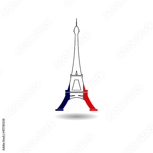 Eiffel tower icon with shadow