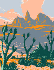 Fototapete Orange Castle Mountains in der Mojave Wüste  © Redwater Vectors