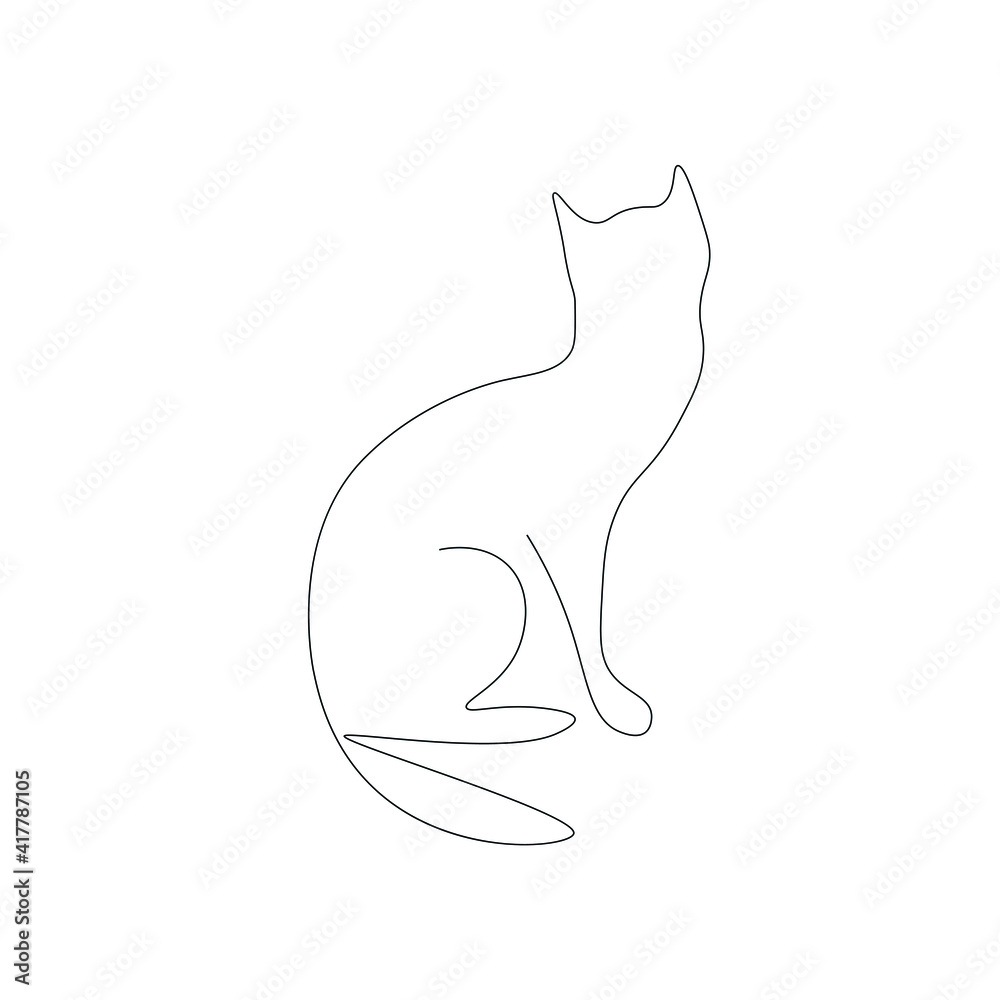 Cat silhouette line drawing, vector illustration Cat silhouette line drawing, vector illustration