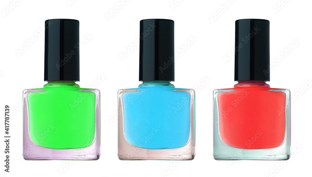 Nail polish bottles isolated on a white background