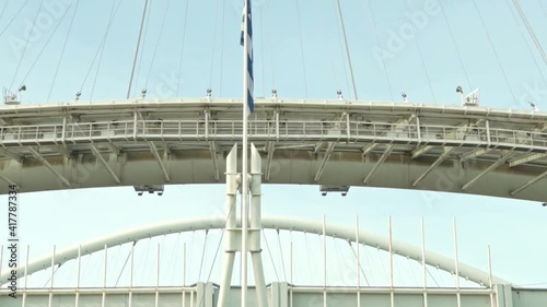 Partial close view of Athens Olympic stadium Spiros Louis, tilt up reveal shot 120fps photo