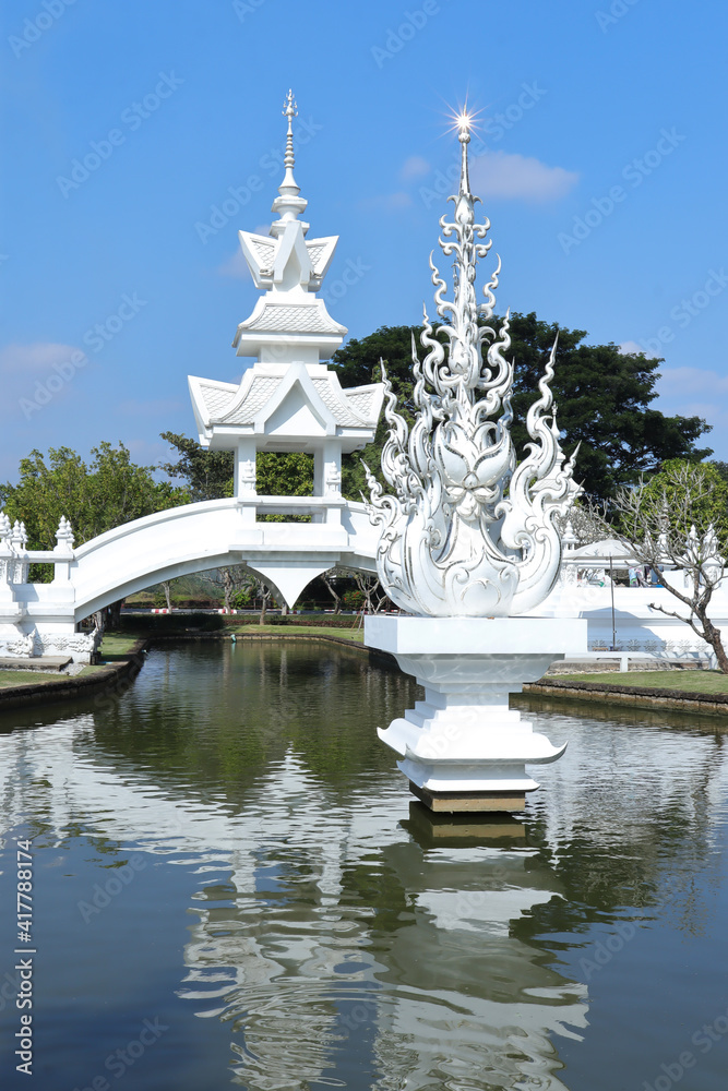 Beautiful Thai Style Decoration in Wat Rong Khun or White Temple, Chiang Rai, Thailand.