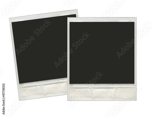 two vintage instant polaroid photo frames in white background ready for use