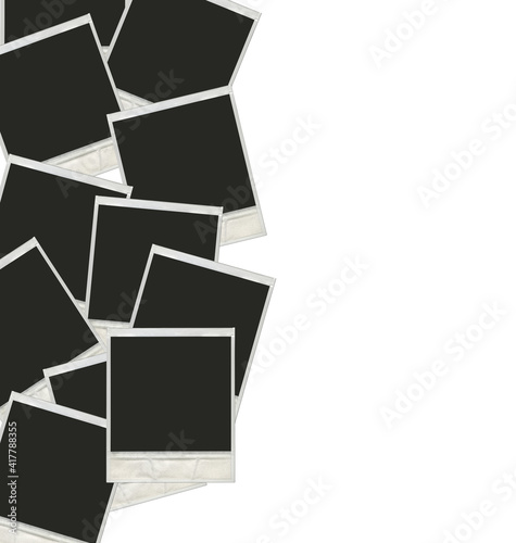 Many polaroid photos isolated on a white background