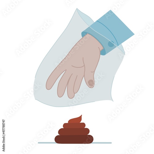 Clean up after your dog. Vector icon in flat style put animal excrement in bags