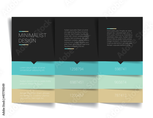 Table, step template, banner, infographic, diagram, chart, column.