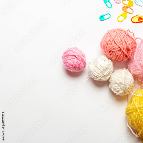 Multi-colored balls of yarn for knitting