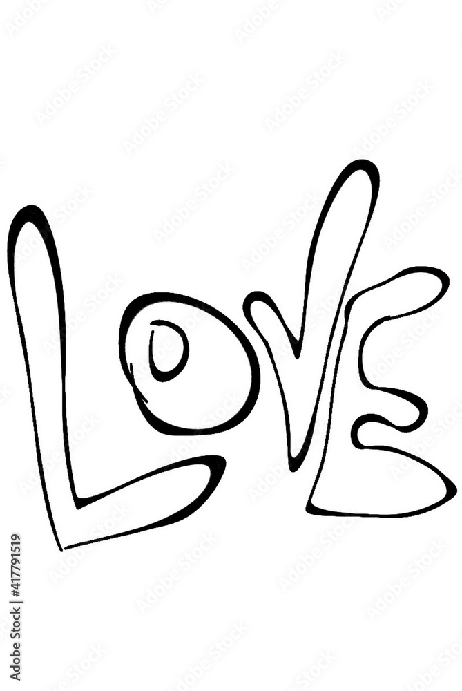 Love, lettering, freehand drawing declaration of love Love, lettering, freehand drawing declaration of love
