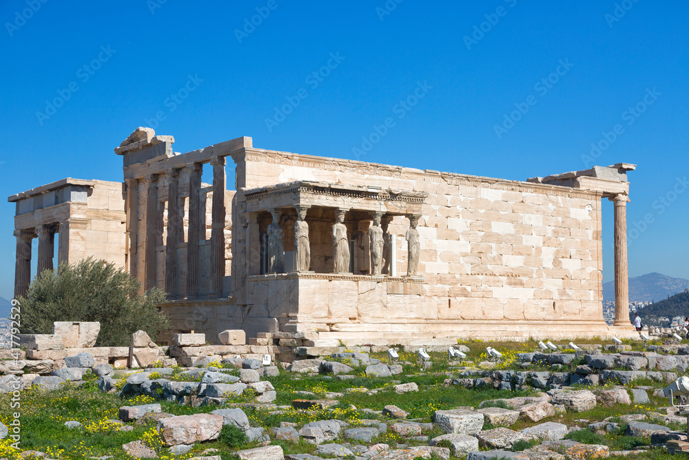 ancient temple Erechteion in Acropolis, Athens, Greece