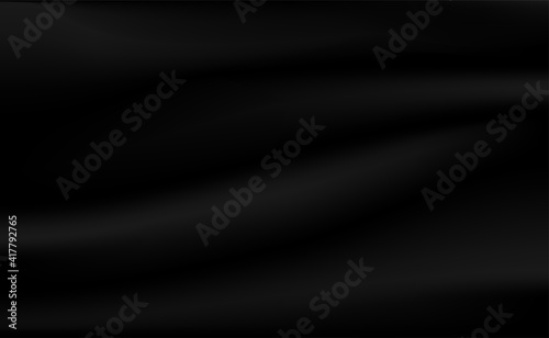 Black wrinkled creased fabric texture background.
