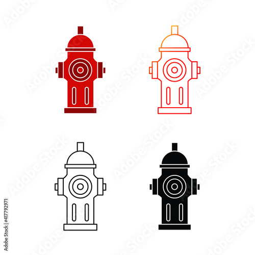 Fire hydrant pillar icon set, eps 10