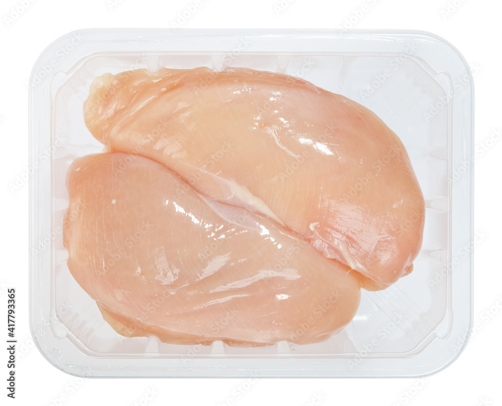The Fillet chicken in box isolated on white background The Fillet chicken in box isolated on white background