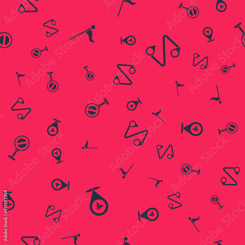 Set Location, marker, Stop sign and Route location on seamless pattern. Vector.