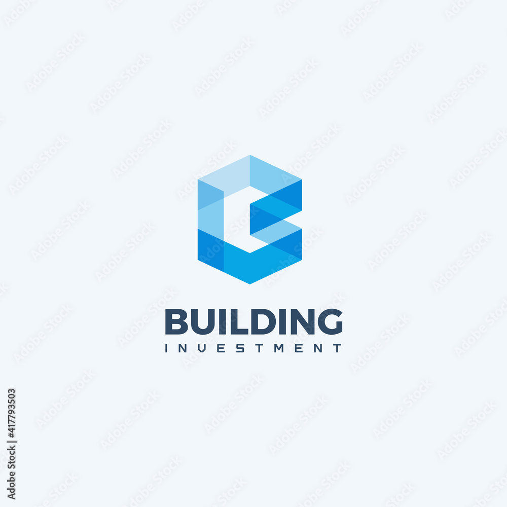 Blue geometric logo, construction company providing services for interior, buildings and structures design, logo template, vector illustration. Blue geometric logo, construction company providing services for interior, buildings and structures design, logo template, vector illustration.