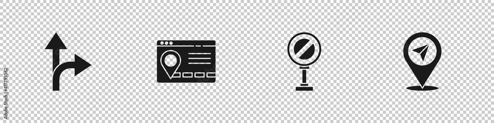 Fototapeta premium Set Road traffic sign, Infographic of city map navigation, Stop and Location icon. Vector.