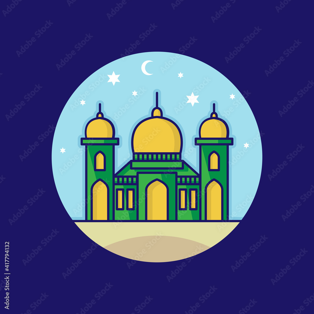 mosque vector illustration. mosque Islamic symbol for Ramadan Kareem sign. mosque modern building. vector flat style
