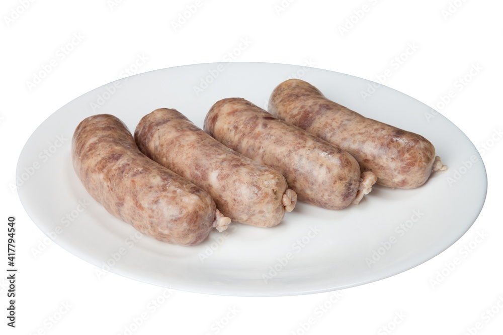 The hunting sausages on a white plate
