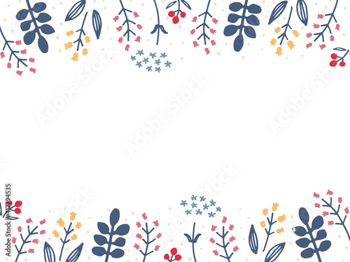 お花シンプル線画フレーム