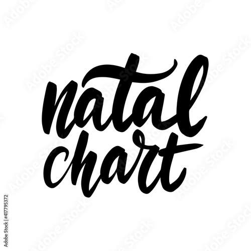 Natal chart , astrology birth chart symbol. Inspirational handwritten brush