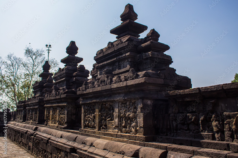 custom made wallpaper toronto digitalBeautiful stone carvings on the side facades of Buddhist Borobudur Temple, Yogyakarta, Java island, Indonesia