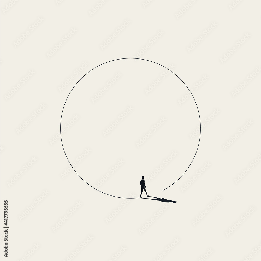 Business walk in circle metaphor vector concept. Symbol of never ending issue, no solution. Business walk in circle metaphor vector concept. Symbol of never ending issue, no solution.