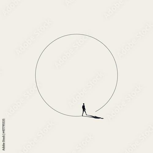 Business walk in circle metaphor vector concept. Symbol of never ending issue, no solution. photo