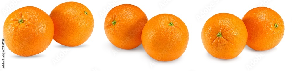 two orange fruits isolated on white background. healthy food. clipping path two orange fruits isolated on white background. healthy food. clipping path
