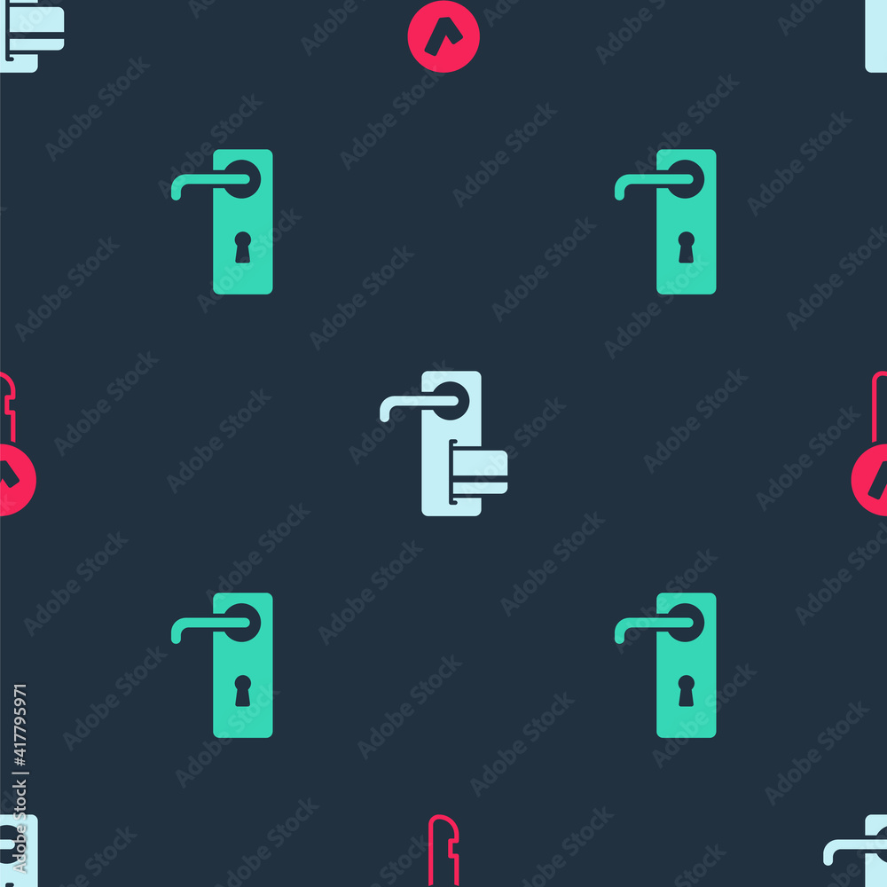 Set Key, Digital door lock and Door handle on seamless pattern. Vector. Set Key, Digital door lock and Door handle on seamless pattern. Vector.