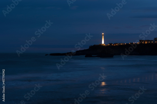 Phare de Biarritz en France, Europe, la nuit