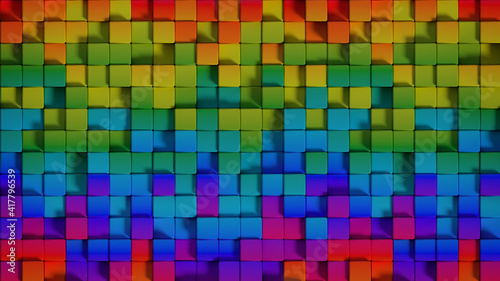 Bright colorful cubes 3D render