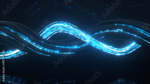 Helix form with blue light ...