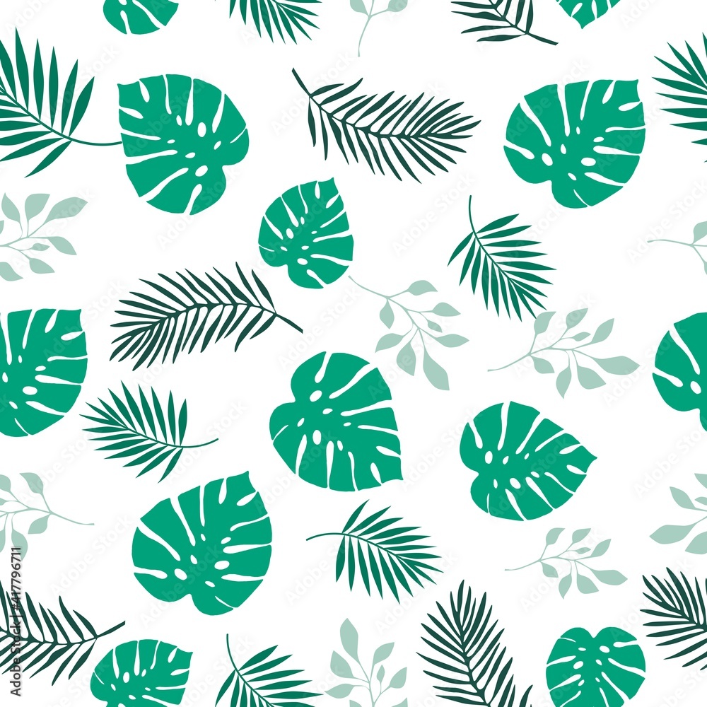 Tropical palm leaf seamless pattern