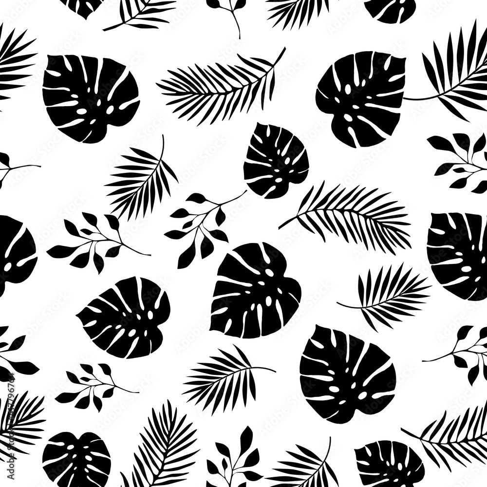 Tropical palm leaf seamless pattern Tropical palm leaf seamless pattern