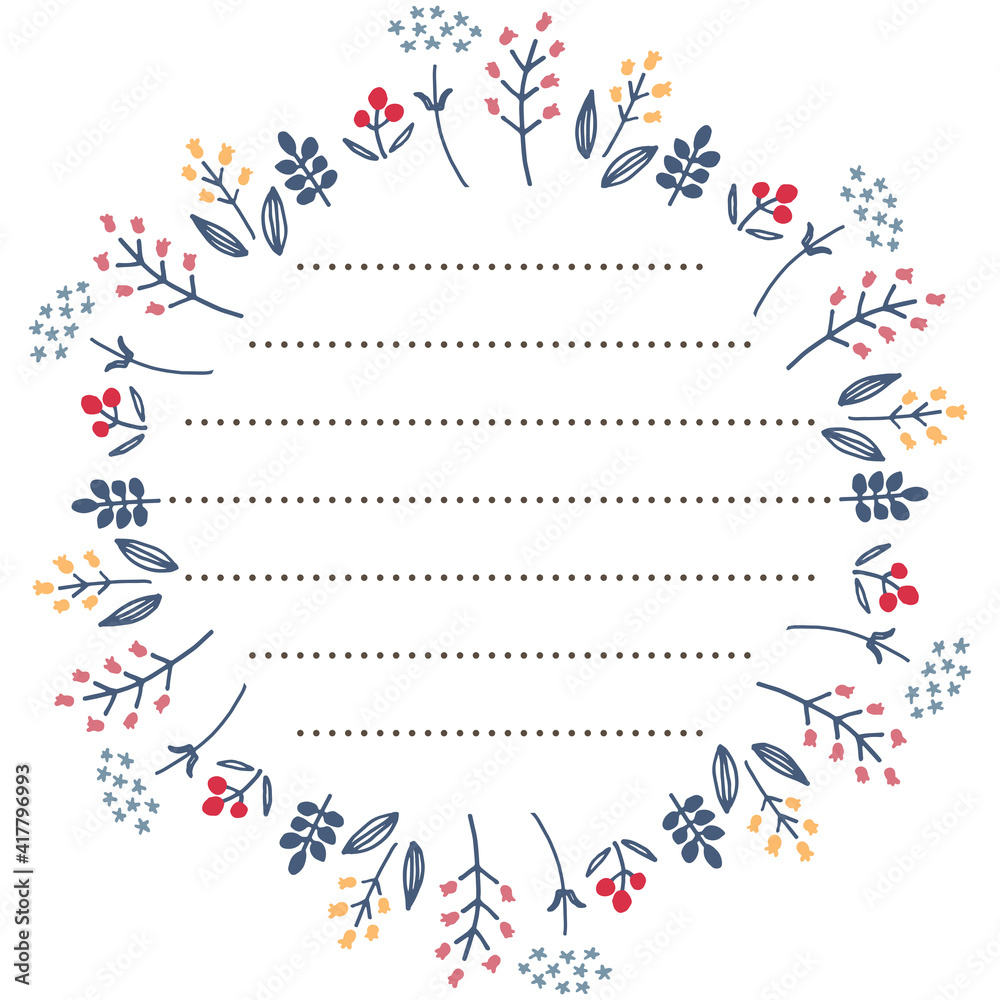 Obraz premium お花シンプル線画お手紙フレーム