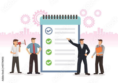 Business team with a task list board.
