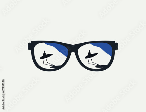 Summer surfer illustration, vector concept. Symbol of holiday, adventure and outdoor activities.