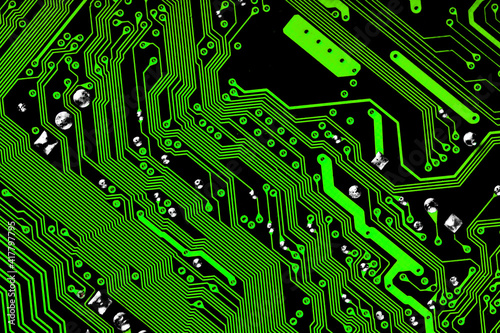 Electronic circuit board in green & black - texture
