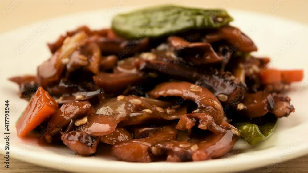 Stir-fried octopus and vegetables with seasoning Stir-fried octopus and vegetables with seasoning