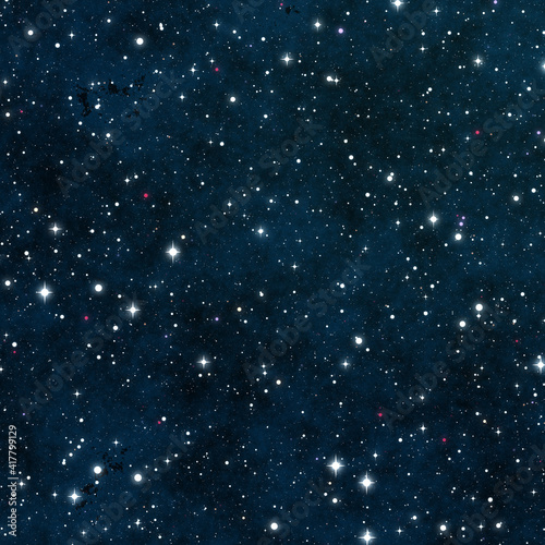 Seamless Starfield with Glowing Stars at Night