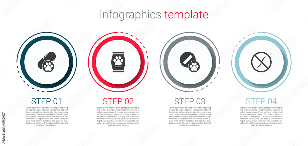 Set Dog pill, Bag of food, and Anti worms parasite. Business infographic template. Vector. Set Dog pill, Bag of food, and Anti worms parasite. Business infographic template. Vector.