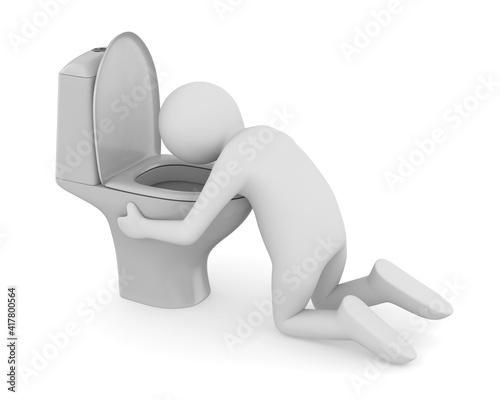 Man vomit in toilet bowl on...
