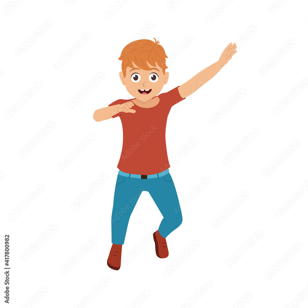 Happy boy jumping vector illustration isolated on white background Happy boy jumping vector illustration isolated on white background