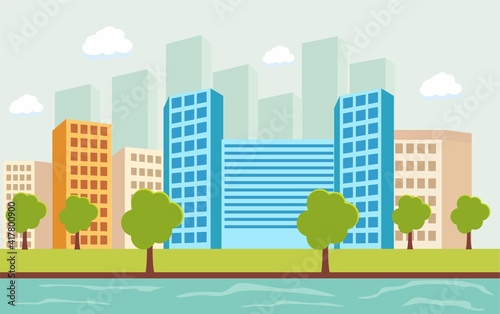 green city skyline with buildings © wawan