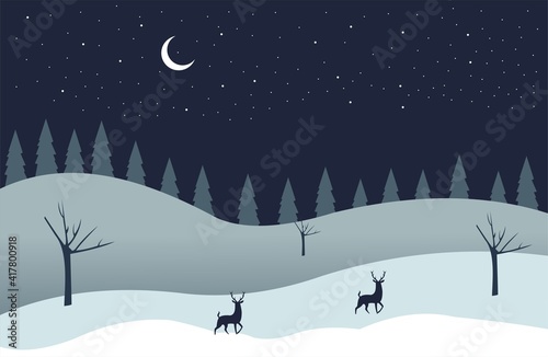 winter landscape with deer
