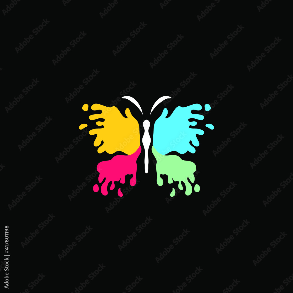 Fototapeta premium Butterfly shaped splatter painting Logo Template Vector icon design
