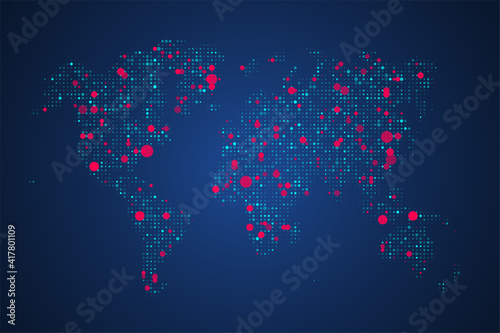 Abstract map of the spread virus