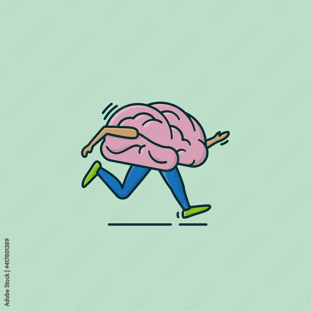 Running brain cartoon vector illustration for Train Your Brain Day on  October 13 Stock Vector | Adobe Stock