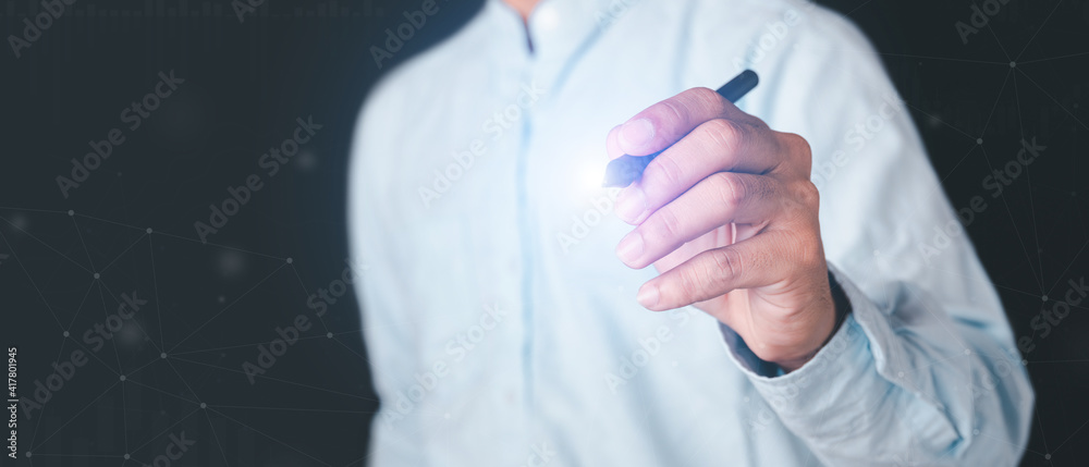 Businessmen use the index finger to touch the icon for future web technology icons that work in digital charts, business strategy concepts, Business man concepts, technology concepts. Businessmen use the index finger to touch the icon for future web technology icons that work in digital charts, business strategy concepts, Business man concepts, technology concepts.